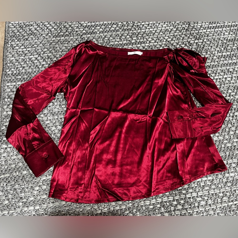 Vidussa | Burgundy Satin Women's Blouse
